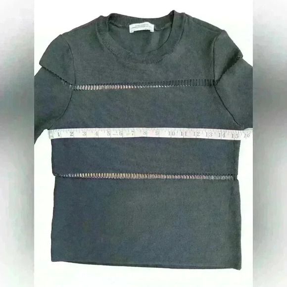 Zara Women’s Premium Denim Collection Knit Mesh Cut Out Sweater Black Size S - Picture 7 of 9